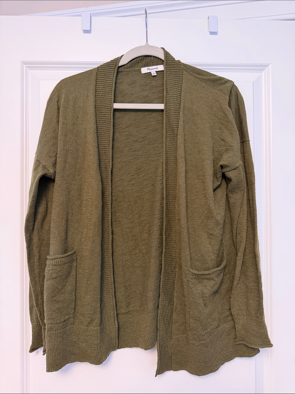 Madewell Olive Green Open-Front Cardigan